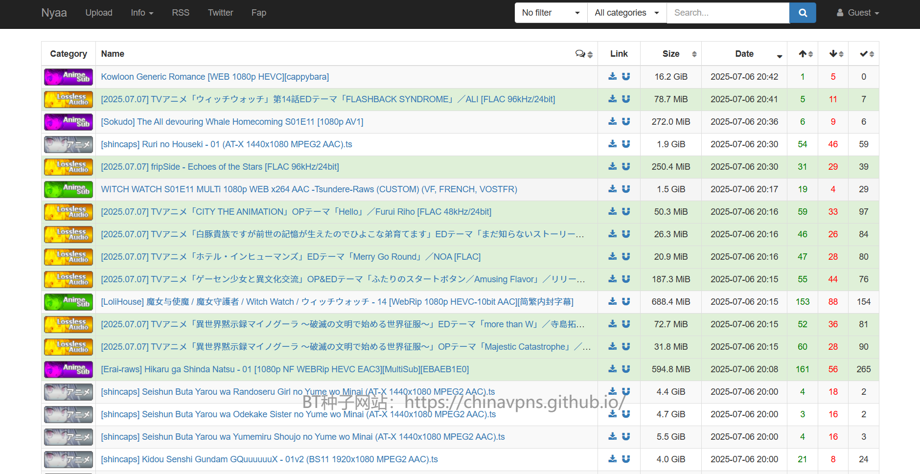 最好用的BT种子下载网站推荐：Nyaa.si
